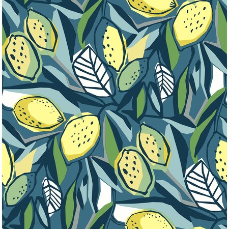 MANHATTAN COMFORT McKinney Meyer Blue Citrus 33 ft L X 205 in W Wallpaper BR4014-26422